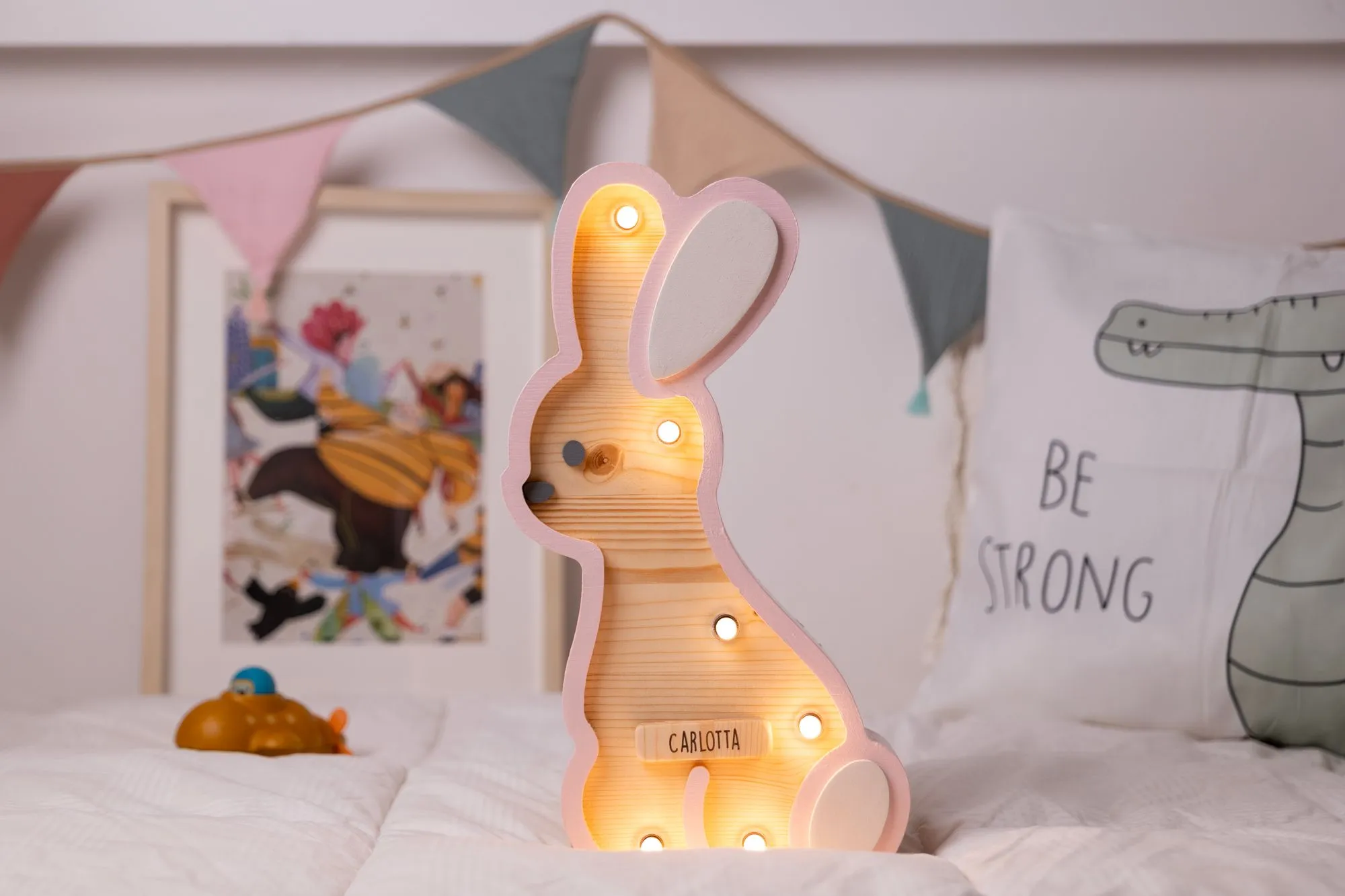 Lampada Coniglio in Legno Personalizzata Touch personalizzabile