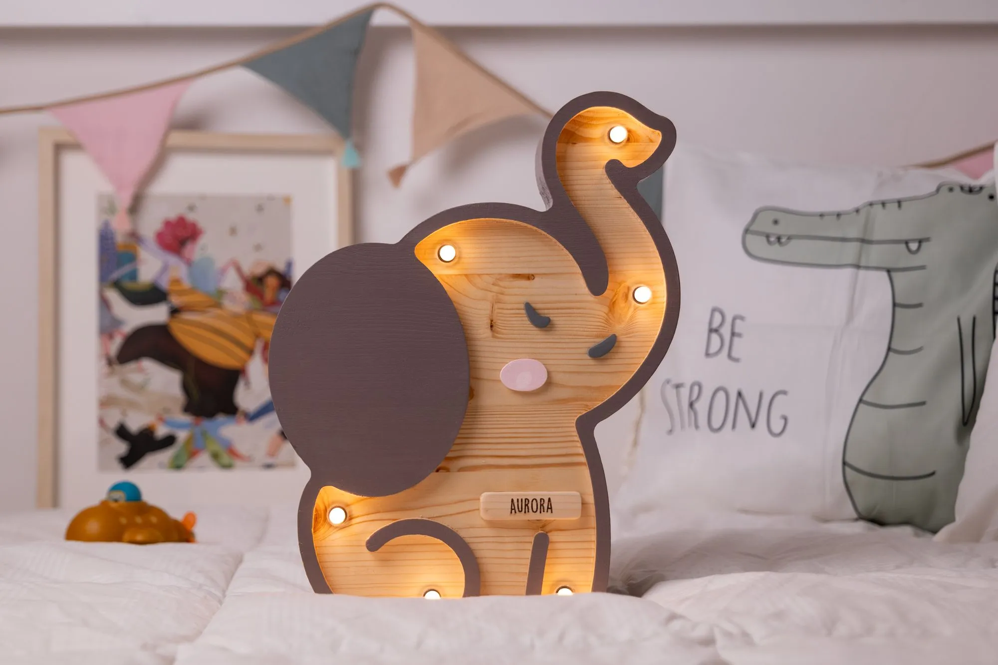 Lampada Elefante in Legno Personalizzata Touch personalizzabile
