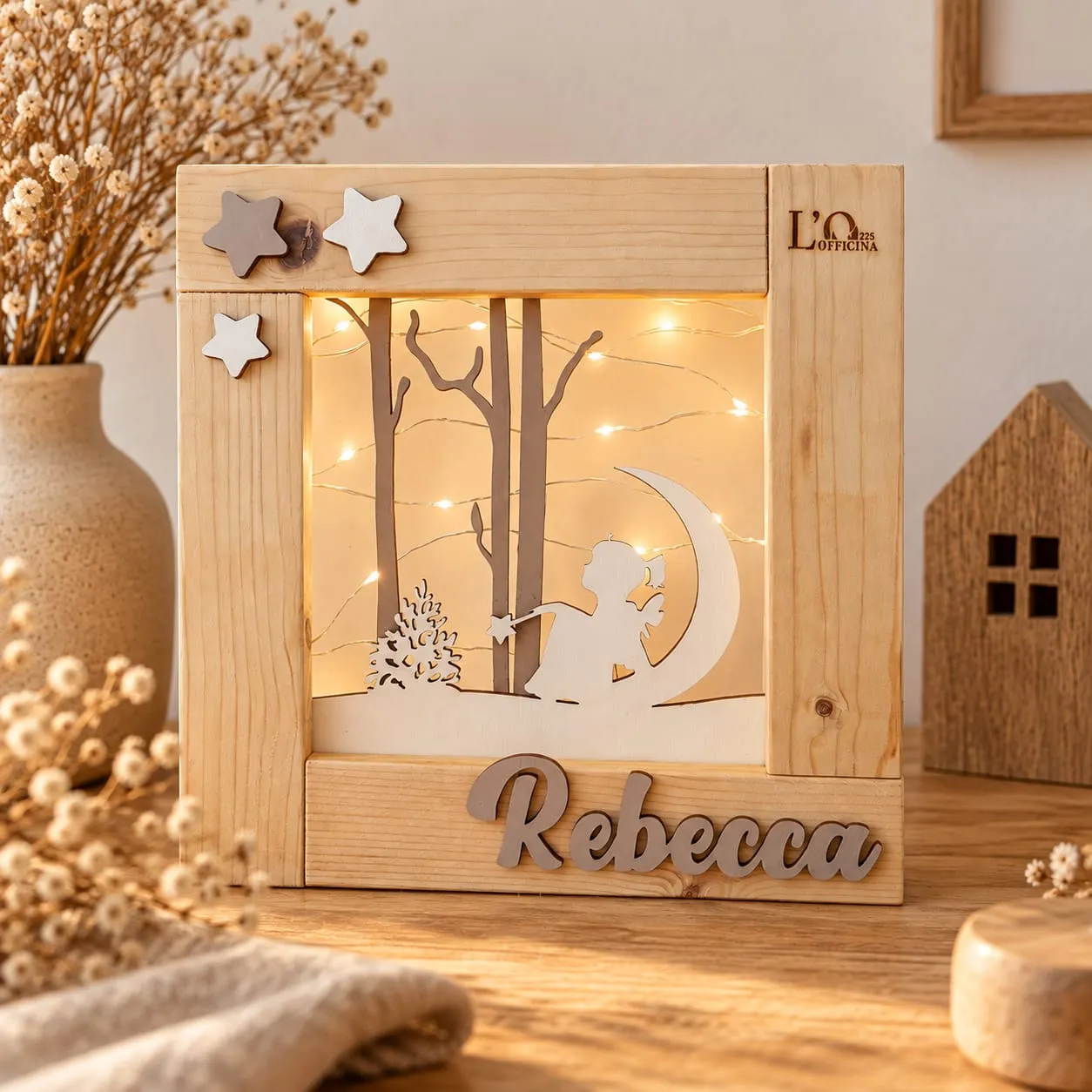 Quadro Luminoso Principessa in Legno personalizzabile