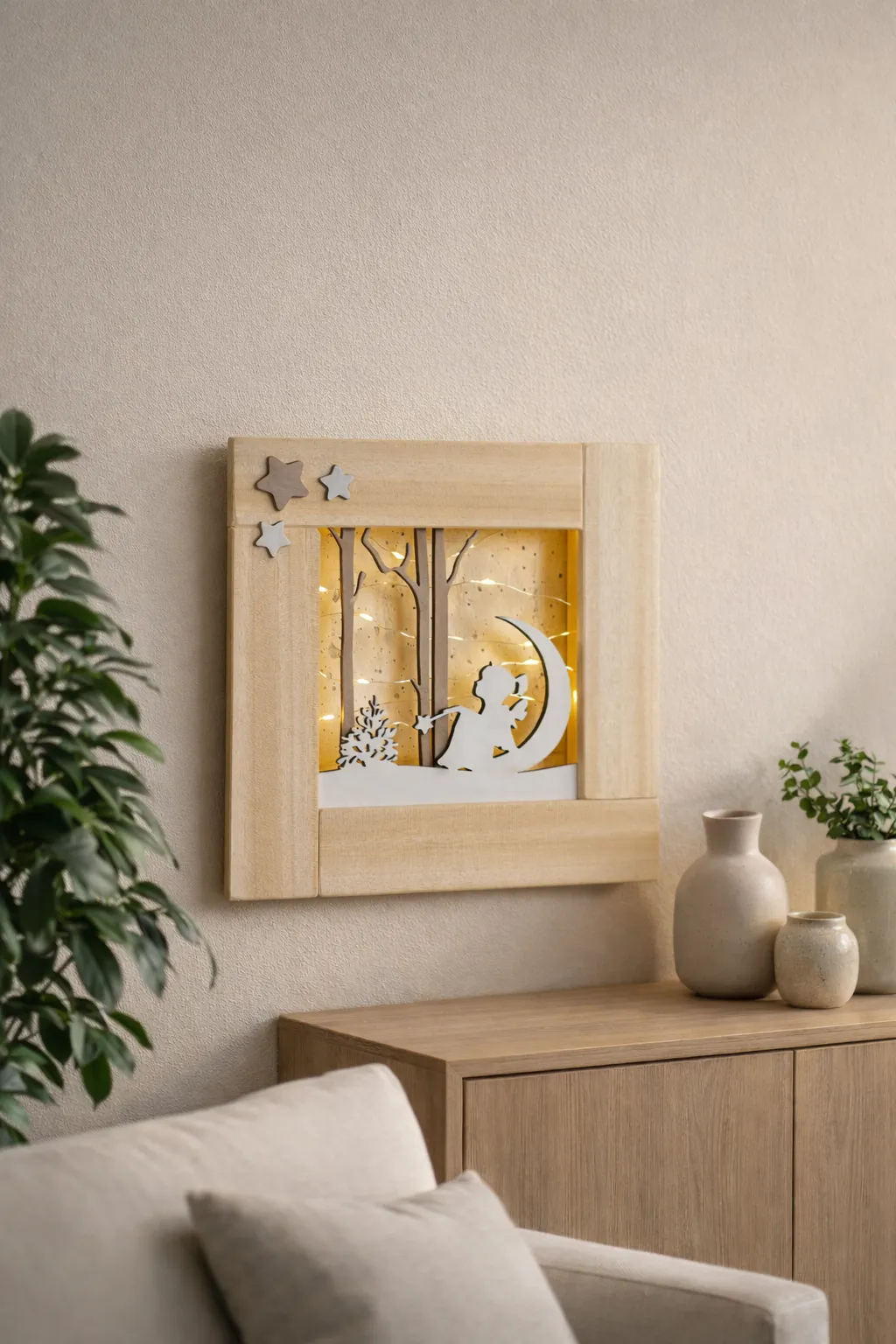 Quadro Luminoso Principessa in Legno personalizzabile